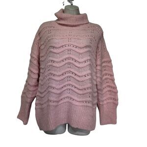 FRNCH Paris Pink Cable Knit Turtleneck Sweater size S/M